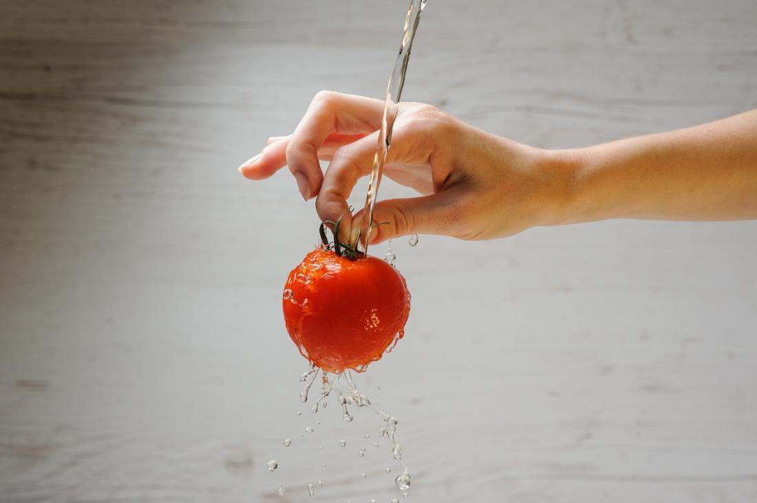 Wash tomatoes before eating.